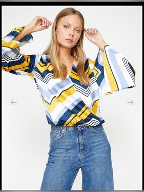 Koton Chic Blouse - Yellow, Blue, White